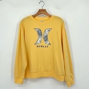Hurley Woman’s Crewneck Sweatshirt Palm Leaf‎ Pattern Size Medium J22